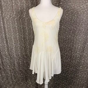Want and Need Ivory Lace Handkerchief Hem Slip Dress Coquette Women's Large